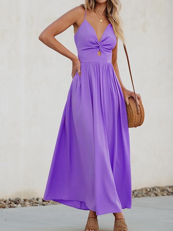 Damen Maxikleid mit schickem Knotendetail und fließendem Schnitt Drune