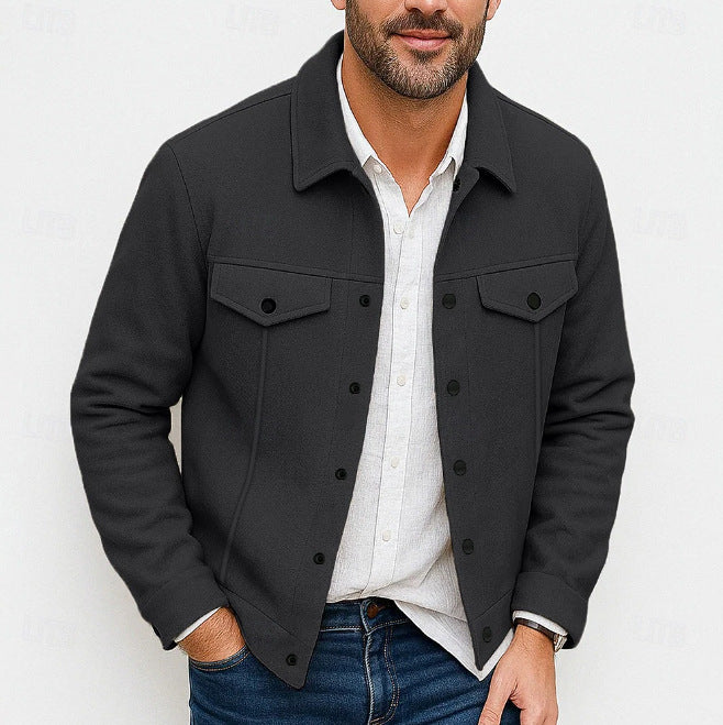 Herren nan robuste Overshirt-Jacke aus Wollmix mit aufgesetzten Brusttaschen Drune