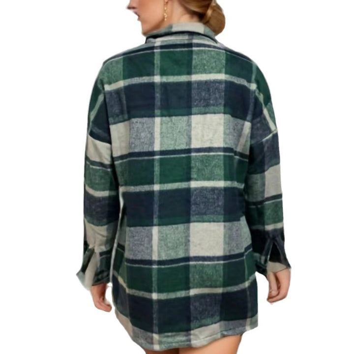 Damen Karojacke aus weichem Flanell mit dekorativen Knöpfen Drune