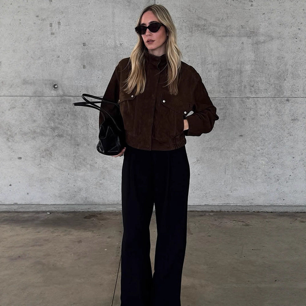 Damen Kunstlederjacke mit strukturiertem Schnitt und praktischen Taschen Drune