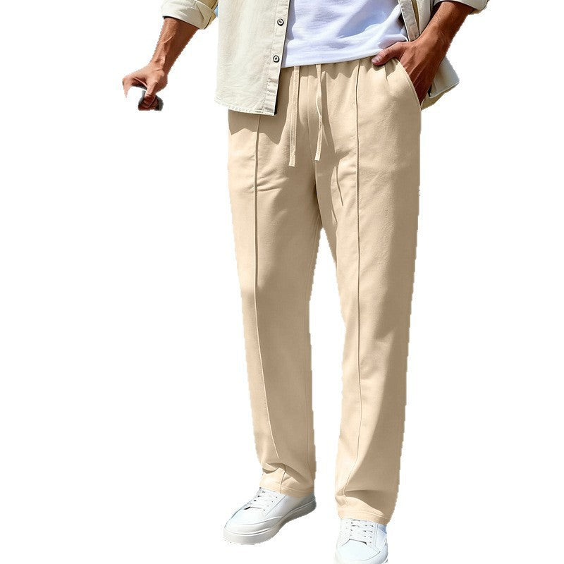 Herren nan elegante Sweathose mit Bügelfalte geradem Bein und Tunnelzug Drune