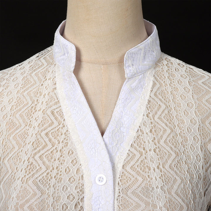 Damen nan zarter Spitzenbolero mit Stehkragen und kurzem Taillenschnitt Drune