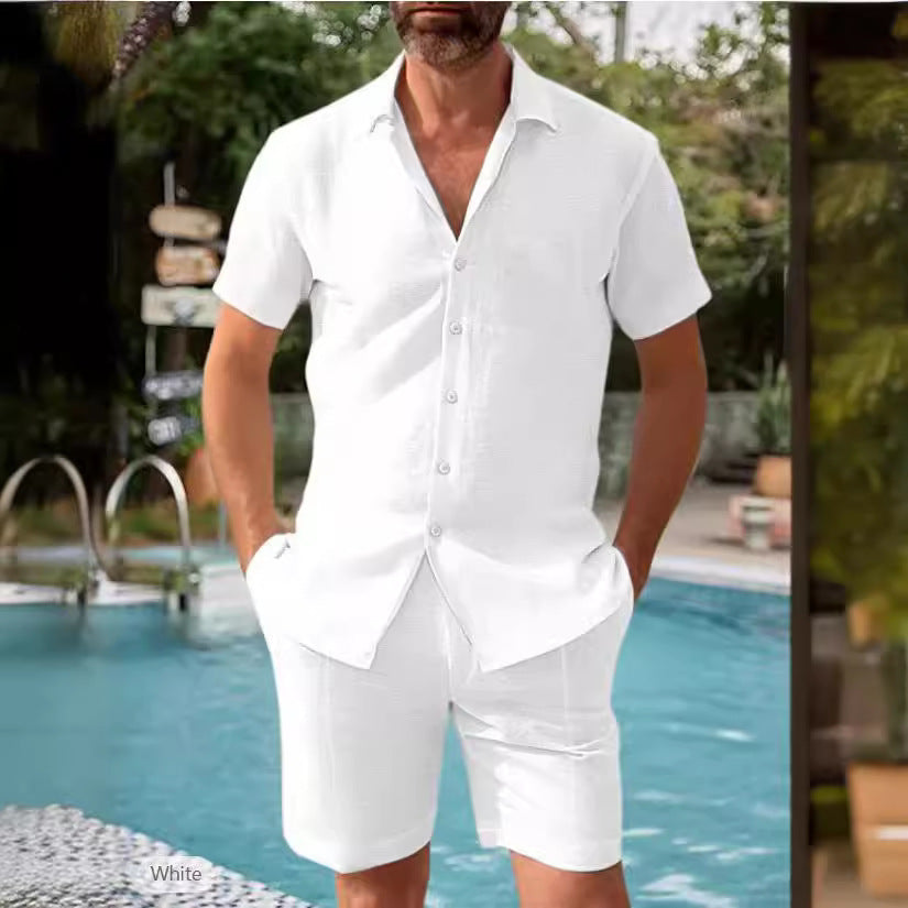 Herren luftiges Kurzarmhemd und Shorts Set Drune