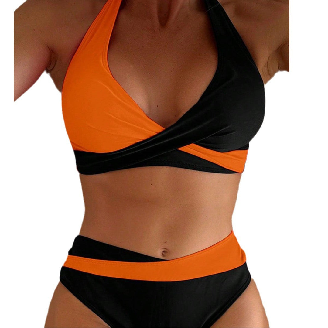 Damen Hoch tailliertes Bikini-Set mit asymmetrischem Oberteil Drune