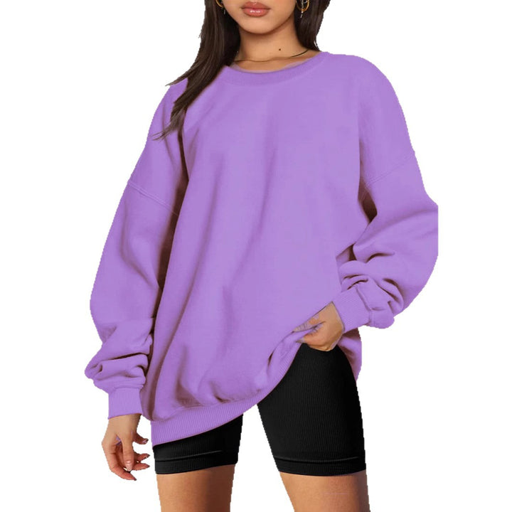 Damen nan extralanger Oversize-Sweatpullover mit Ballonärmeln, geripptem Saum und angerauter Innenseite Drune