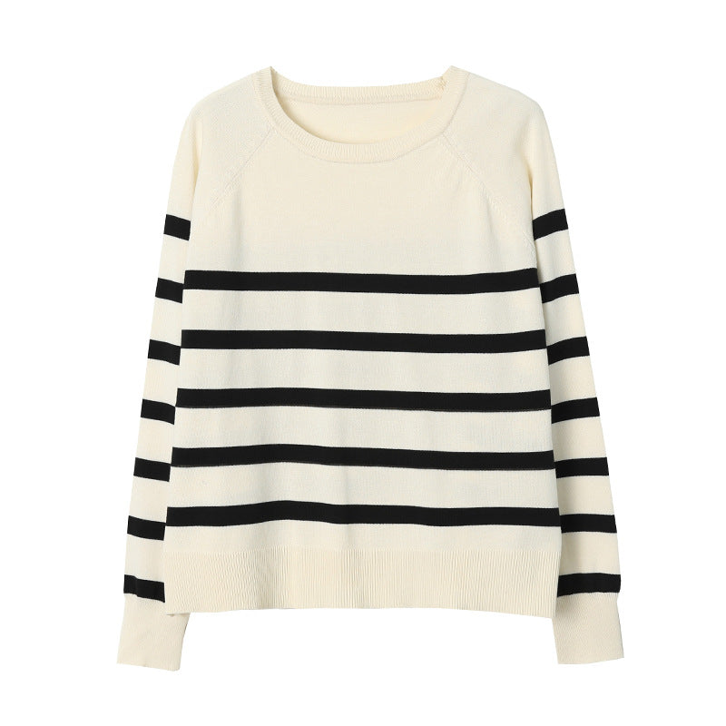 Damen gestreifter Pullover mit lässigem Schnitt und elegantem Design Drune