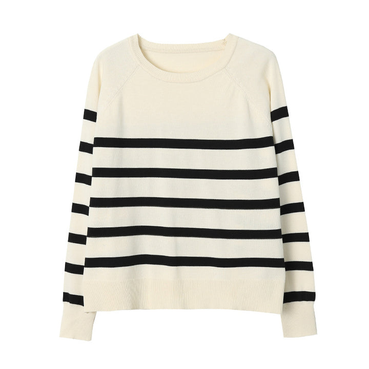Damen gestreifter Pullover mit lässigem Schnitt und elegantem Design Drune