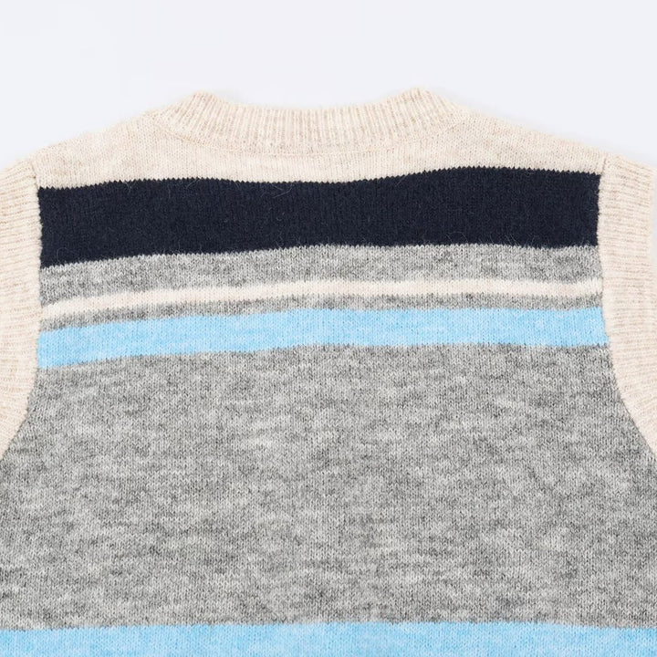 Damen Ärmellose Argyle-Strickweste mit durchgehender Knopfleiste und geripptem Saum Drune