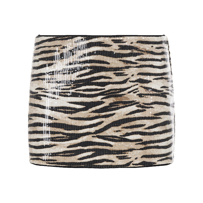 Damen Minirock mit glitzerndem Leopardenmuster und figurbetontem Schnitt Drune