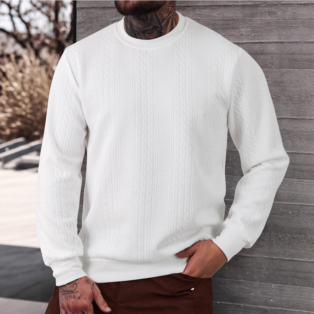 Herren texturiertes Rundhals-Sweatshirt mit feiner Waffelstruktur und gerippten Bündchen Drune