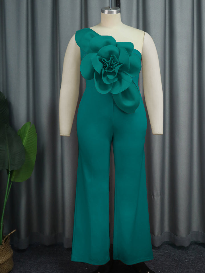 Damen eleganter Overall mit großem Blumenakzent Drune