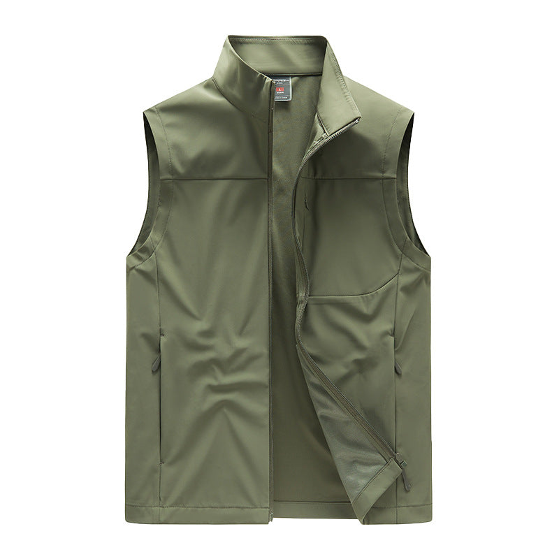 Herren Softshell-Weste mit winddichter Membran, hohem Kragen und verdecktem Reißverschluss Drune