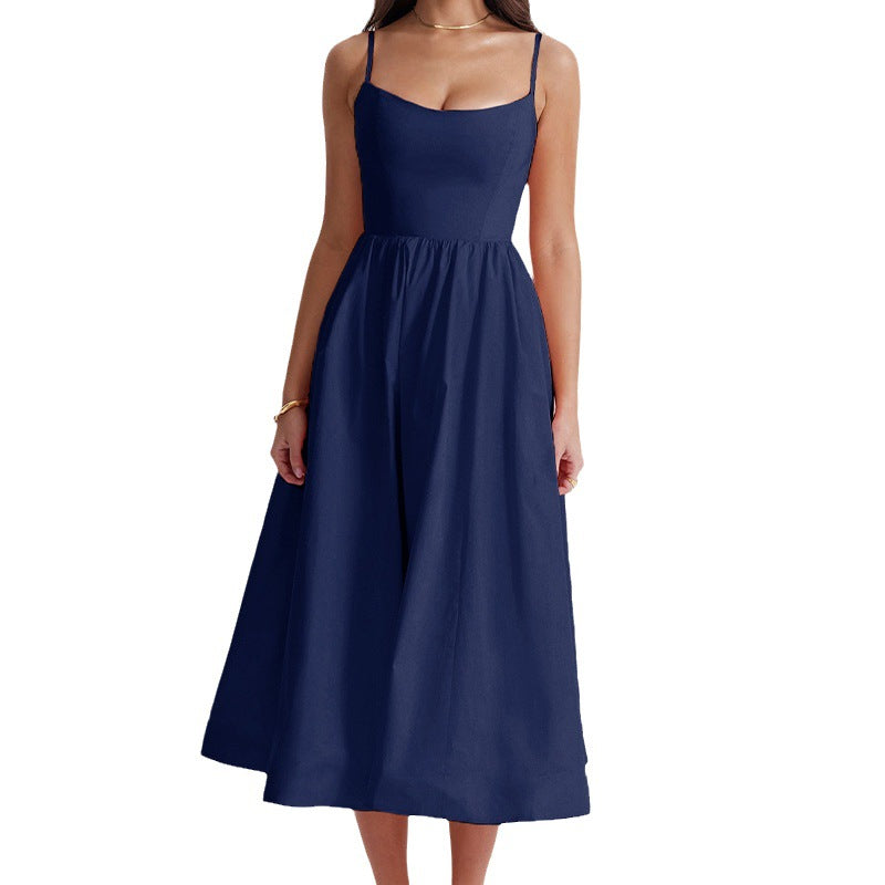 Damen Maxikleid mit floralem Print und verstellbaren Spaghettiträgern Drune