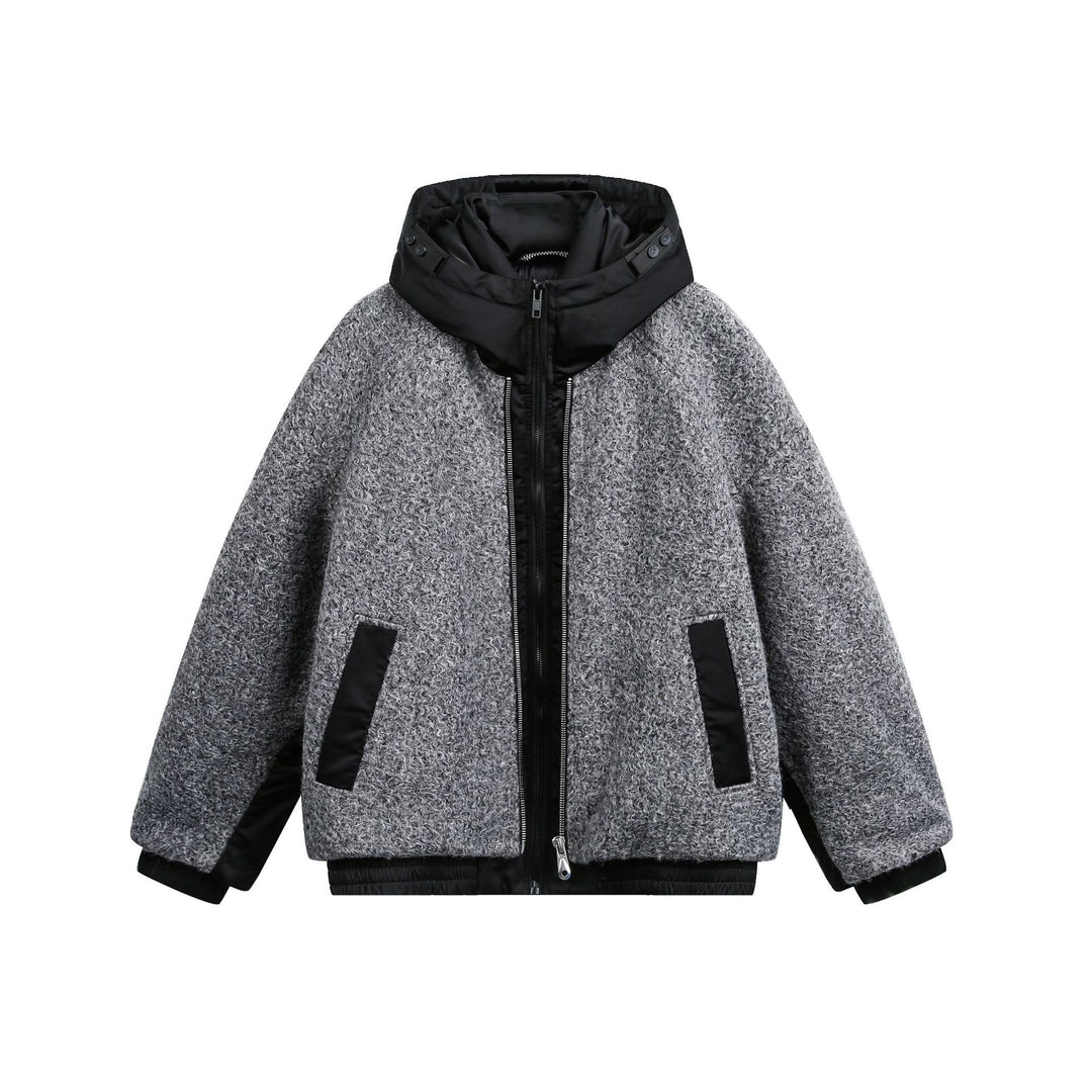 Damen Oversize Wollmix Bomberjacke mit gesteppter Kapuze Drune