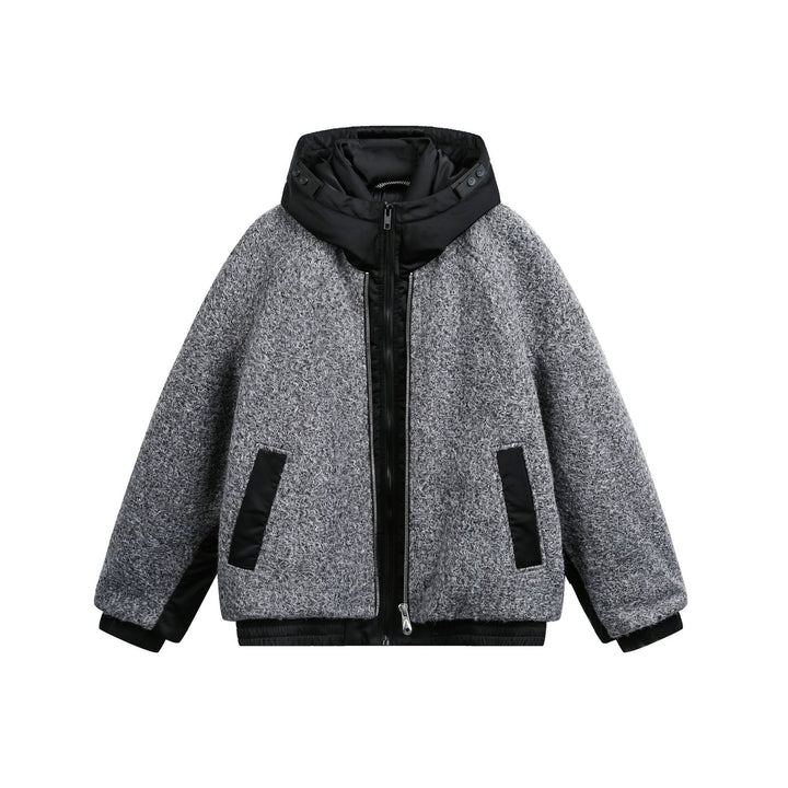 Damen Oversize Wollmix Bomberjacke mit gesteppter Kapuze Drune