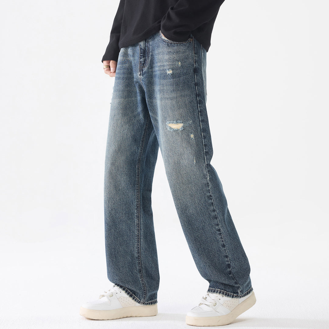 Herren Locker geschnittene Baggy-Jeans aus robustem Denim mit Distressed-Details Drune