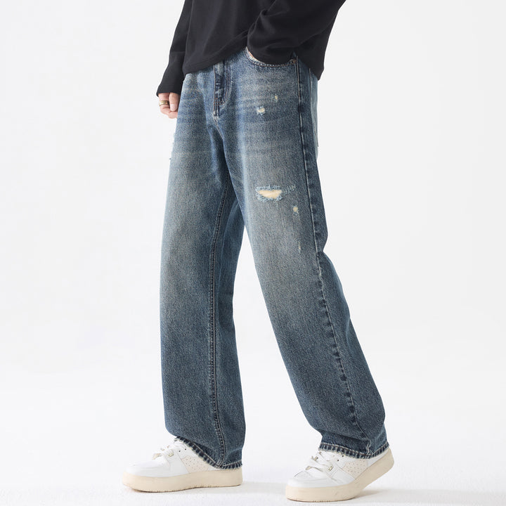 Herren Locker geschnittene Baggy-Jeans aus robustem Denim mit Distressed-Details Drune