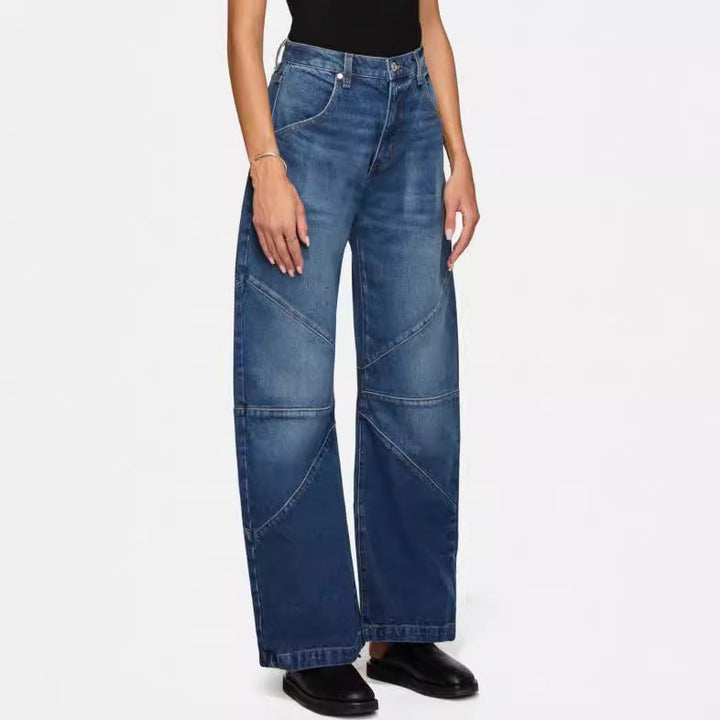 Damen breite Jeans mit einzigartigem Nahtdesign im angesagten Stil Drune