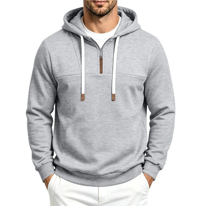 Herren Moderner Halbzip-Hoodie aus French Terry mit Zierriegel und Kordelzug Drune