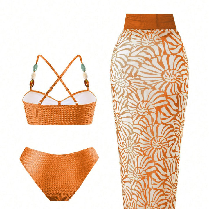Damen Eleganter Beachwear mit floralem Überrock Drune