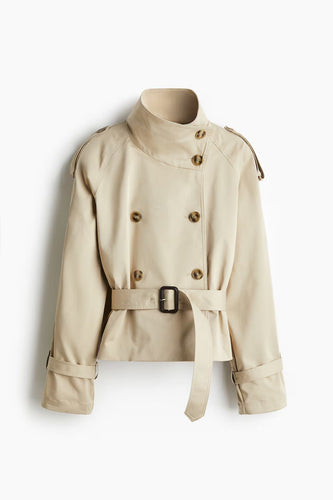 Damen modische Trenchjacke mit Gürtel und doppelter Knopfaiusschnitt Drune