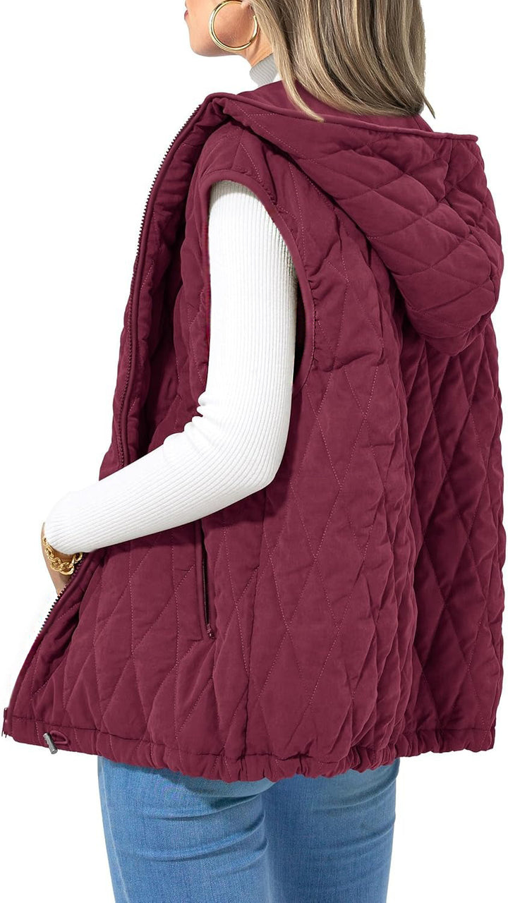 Damen gesteppte Hoodie-Weste mit praktischen Taschen Drune