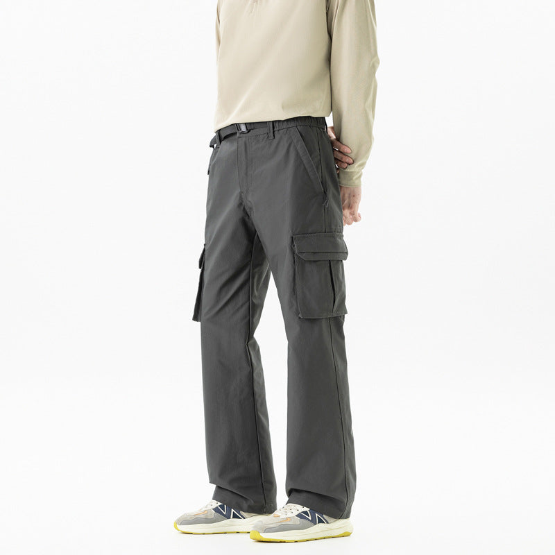 Herren Utility-Cargohose im technischen Trekking-Stil mit integriertem Gürtel und Mehrfach‑Taschen Drune