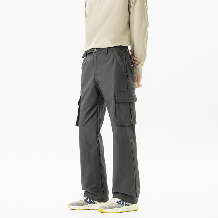 Herren Utility-Cargohose im technischen Trekking-Stil mit integriertem Gürtel und Mehrfach‑Taschen Drune