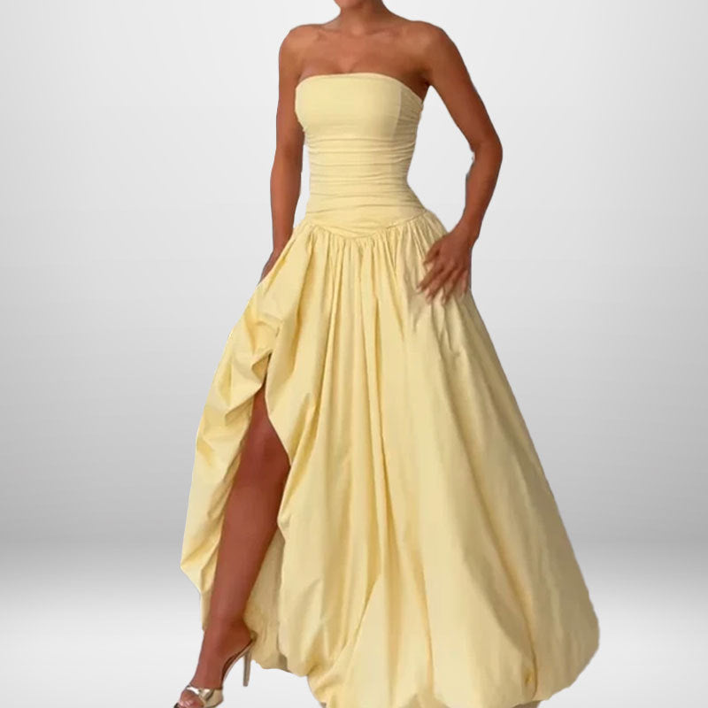 Damen Hochwertiges Bandeau-Maxikleid mit elegantem Schlitz und voluminösem Rock Drune