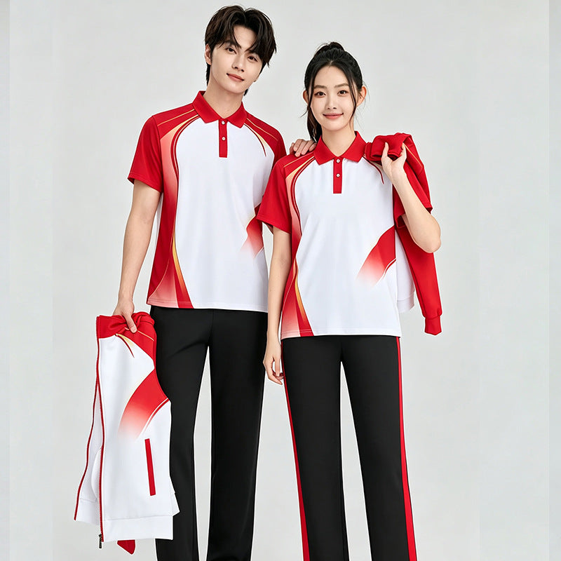 Unisex Badminton-Trainingsset mit Funktionspolo und sportlicher Jogginghose Drune