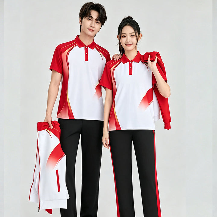 Unisex Badminton-Trainingsset mit Funktionspolo und sportlicher Jogginghose Drune