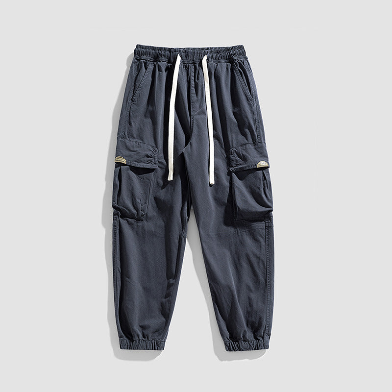 Herren Cargo-Jogger im Military-Style aus Baumwoll-Twill mit Tunnelzugbund und Mehrfachklappentaschen Drune
