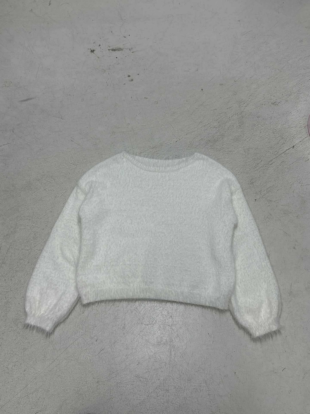 Damen nan oversized flauschiger Mohair-Blend Off-Shoulder Pullover mit Balloon-Ärmeln Drune