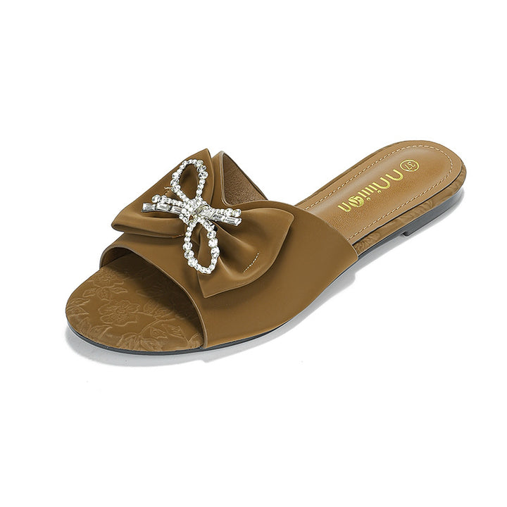 Damen Kunststoff Pantoletten mit eleganter Schleifenverzierung Drune