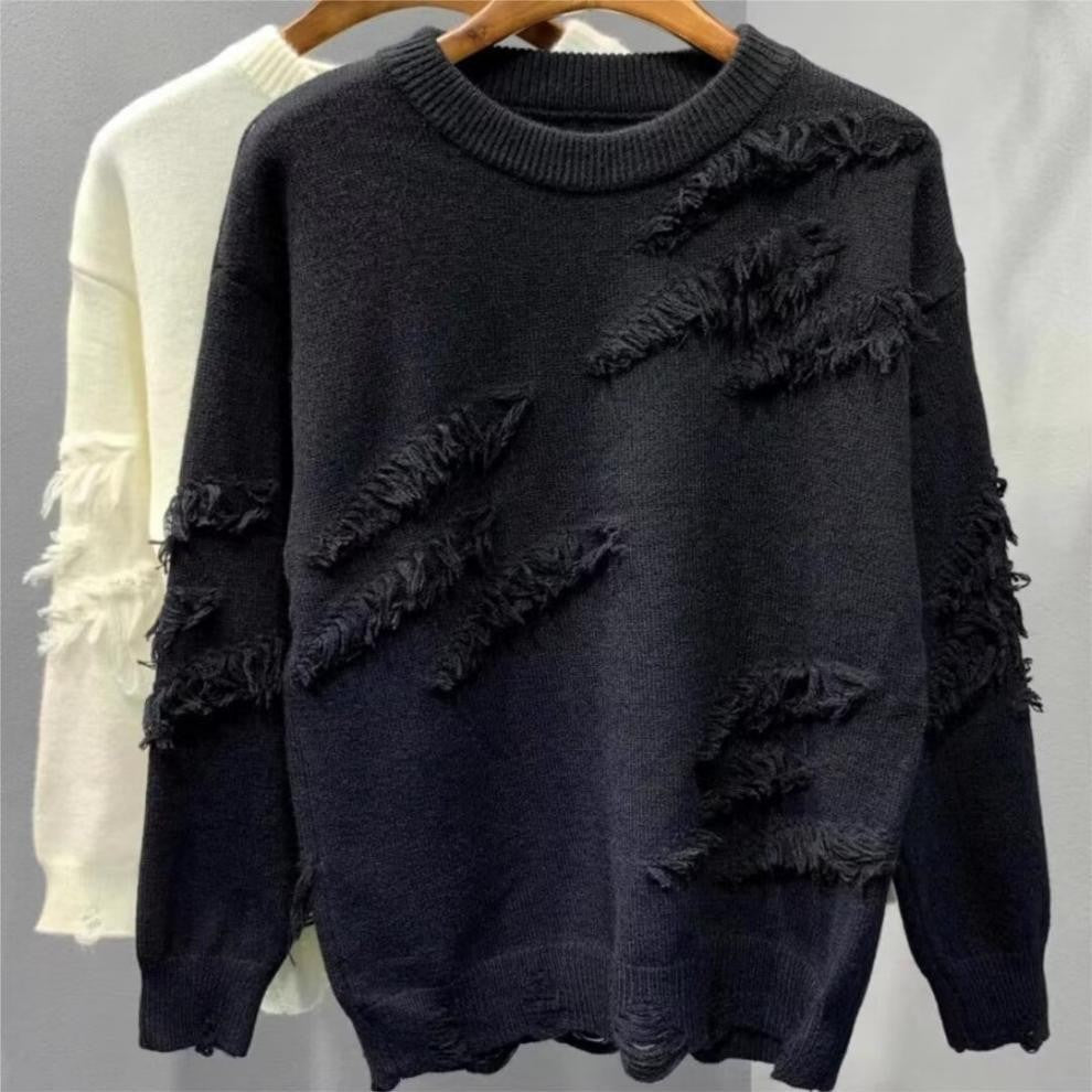Damen Modischer Pullover mit Fransen Drune