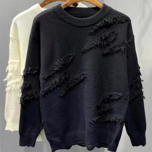 Damen Modischer Pullover mit Fransen Drune