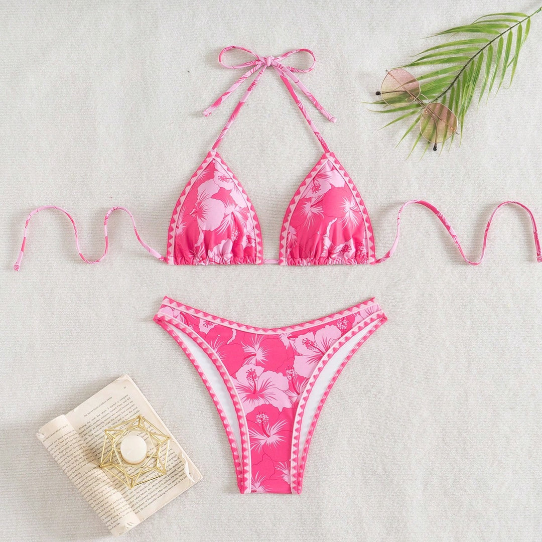Damen Triangel-Bikini mit verspieltem Blumenmuster Drune