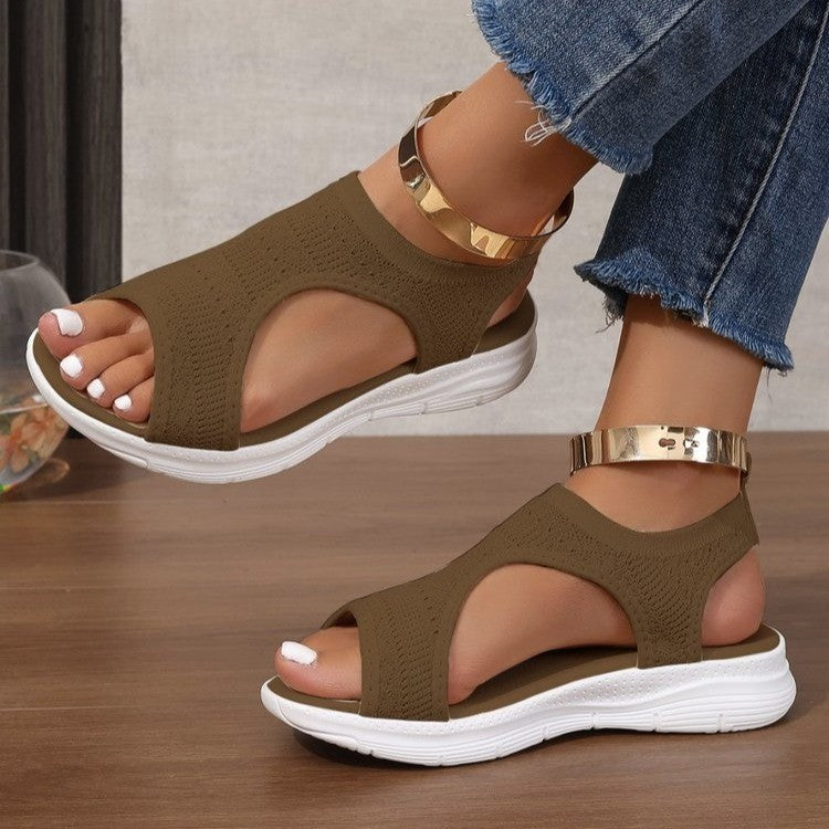 Damen Sportliche Strick-Sandalen mit atmungsaktivem Obermaterial und dämpfender Laufsohle Drune