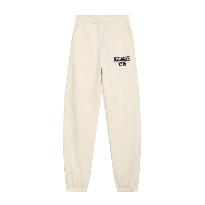 Damen Lässige Jogginghose mit elastischem Bund, Eingrifftaschen und College‑Stickerei Drune