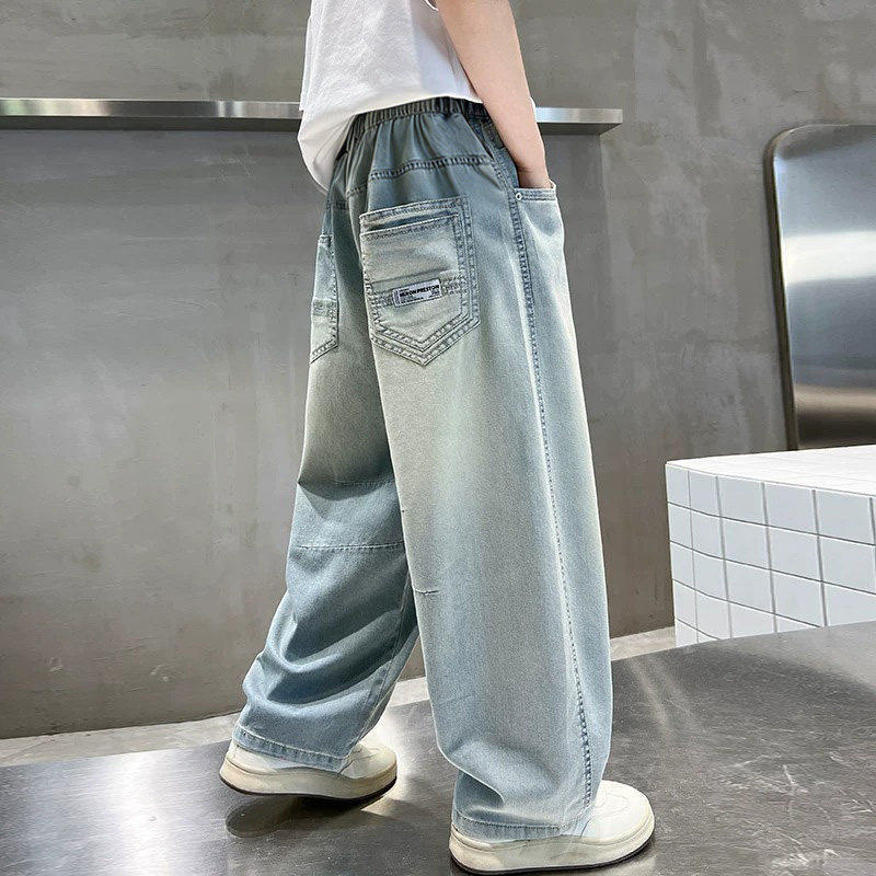 Damen Locker geschnittene Jeanshose mit elastischem Bund Drune