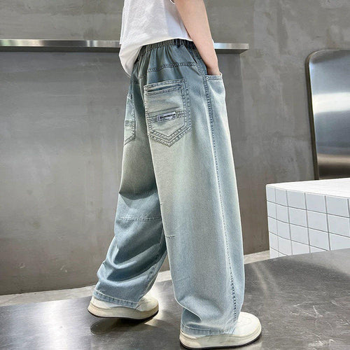 Damen Locker geschnittene Jeanshose mit elastischem Bund Drune