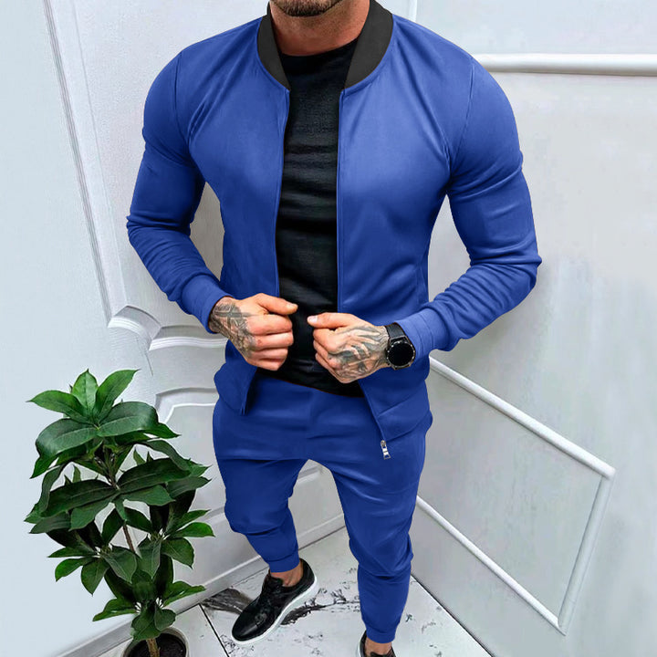 Herren nan sportlicher Freizeit-Trainingsanzug mit taillierter Bomberjacke und konisch zulaufender Jogginghose aus elastischer Baumwollmischung Drune