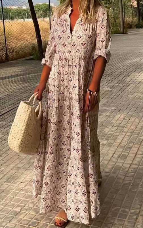 Damen Maxi-Kleid mit floralem Muster Drune