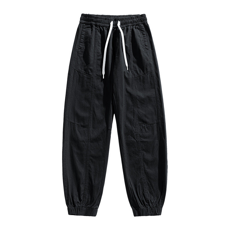 Herren Oversized Utility-Jogginghose aus robustem Baumwollmix mit Kordelbund, seitlichen Cargo‑Taschen & gerippten Bündchen Drune