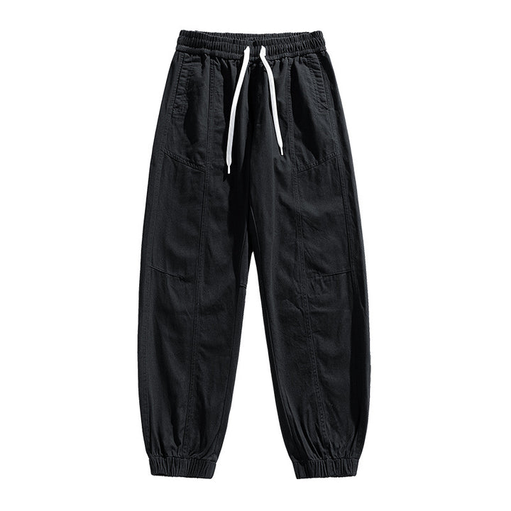 Herren Oversized Utility-Jogginghose aus robustem Baumwollmix mit Kordelbund, seitlichen Cargo‑Taschen & gerippten Bündchen Drune