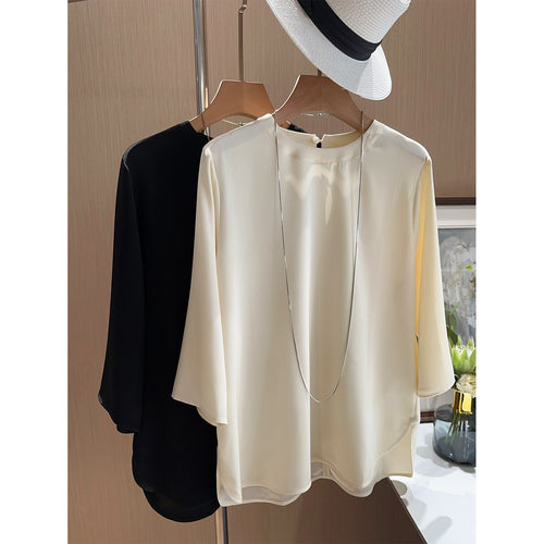 Damen Elegante und luftige Bluse mit drei Viertel-Ärmeln Drune