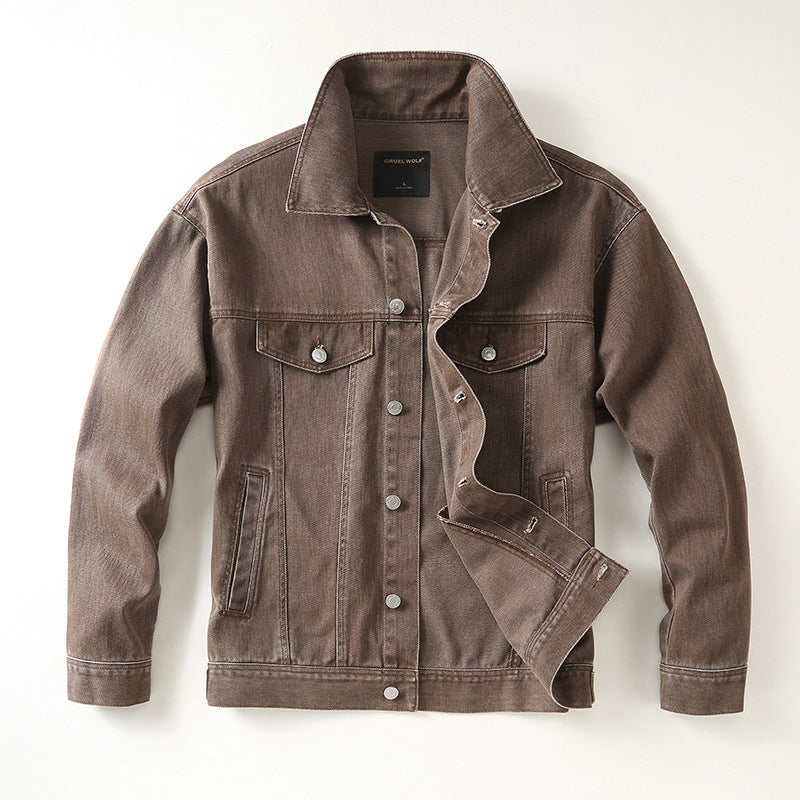 Herren Jeansjacke mit klassischem Schnitt und leichtem Vintage-Wash Drune