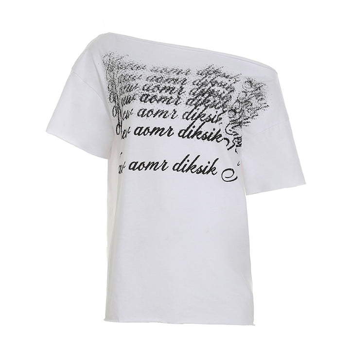 Damen Oversized T-Shirt mit Kristallverzierung und V-Ausschnitt Drune