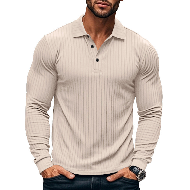 Herren Langarm-Henley-Shirt mit strukturiertem Rippenmuster Drune