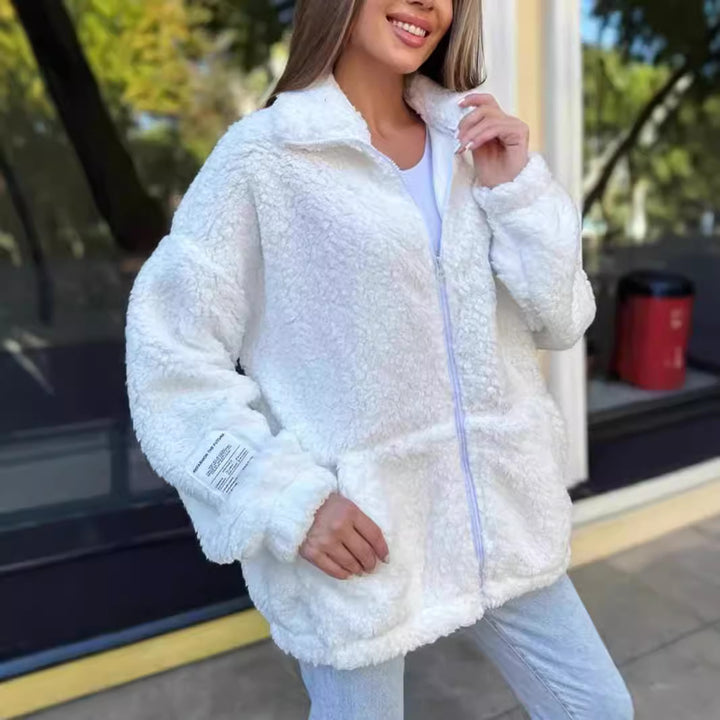 Damen Kuschelige Fleecejacke mit praktischen Taschen und hohen Kragen Drune